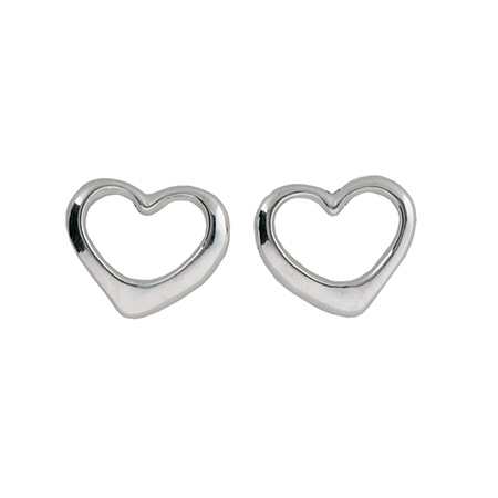 Sterling Silver Heart Shaped Stud Earrings