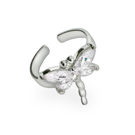 Silver  Rings on Jewelry   Tiffany Inspired Sterling Silver Cz Dragonfly Toe Ring