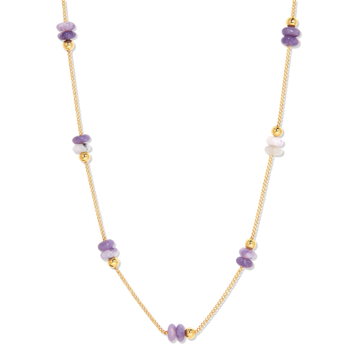 February Gold Beaded Birthstone Necklace