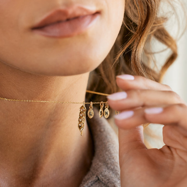 Four Initial Hand Stamped Pea In A Pod Necklace