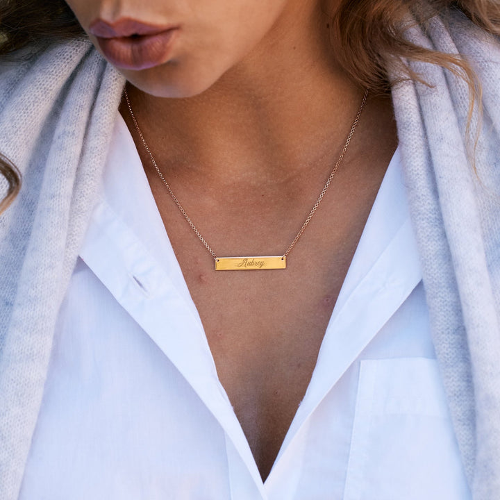 Rose Gold Petite Name Bar Necklace