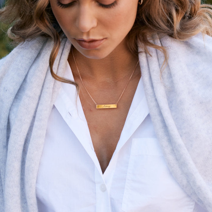 Rose Gold Petite Name Bar Necklace