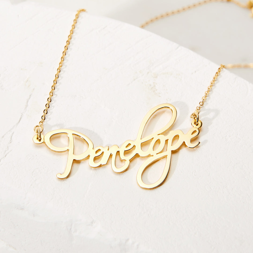 Fancy Script Sterling Silver Custom Name Necklace