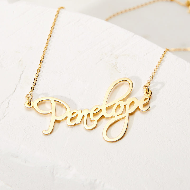 Fancy Script Sterling Silver Custom Name Necklace