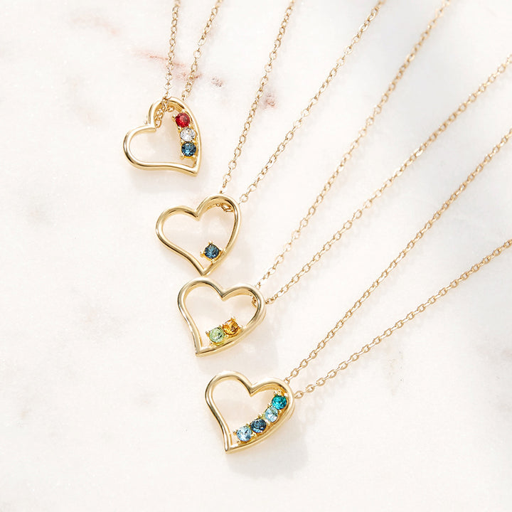 2 Stone Gold Petite Heart Birthstone Pendant