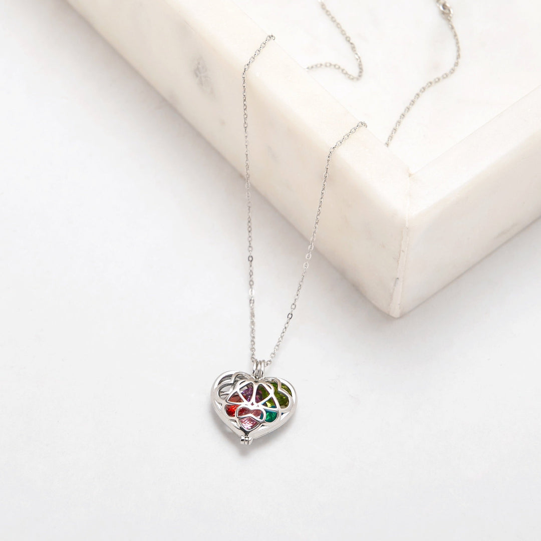 Custom Interlocking Hearts Birthstone Locket Necklace