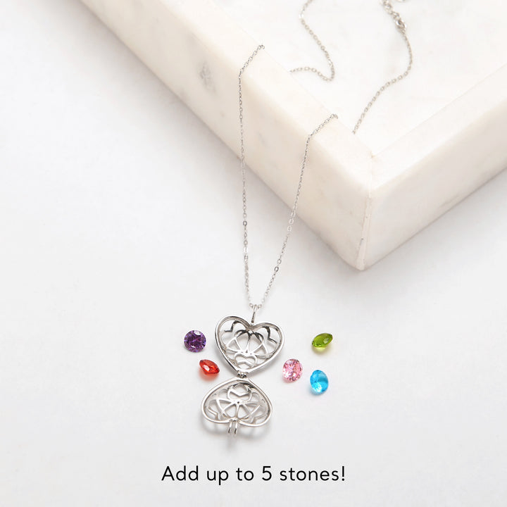 Custom Interlocking Hearts Birthstone Locket Necklace