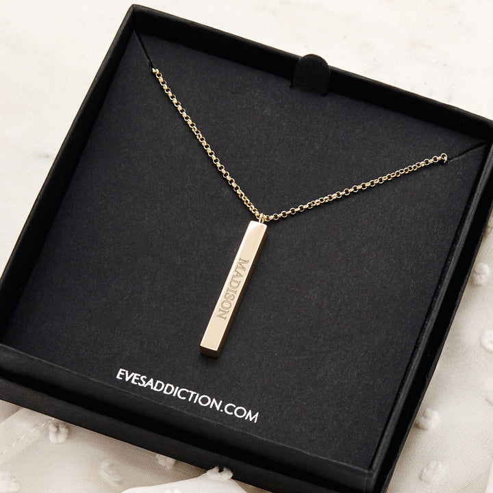 Engravable Vertical Square Name Bar Necklace