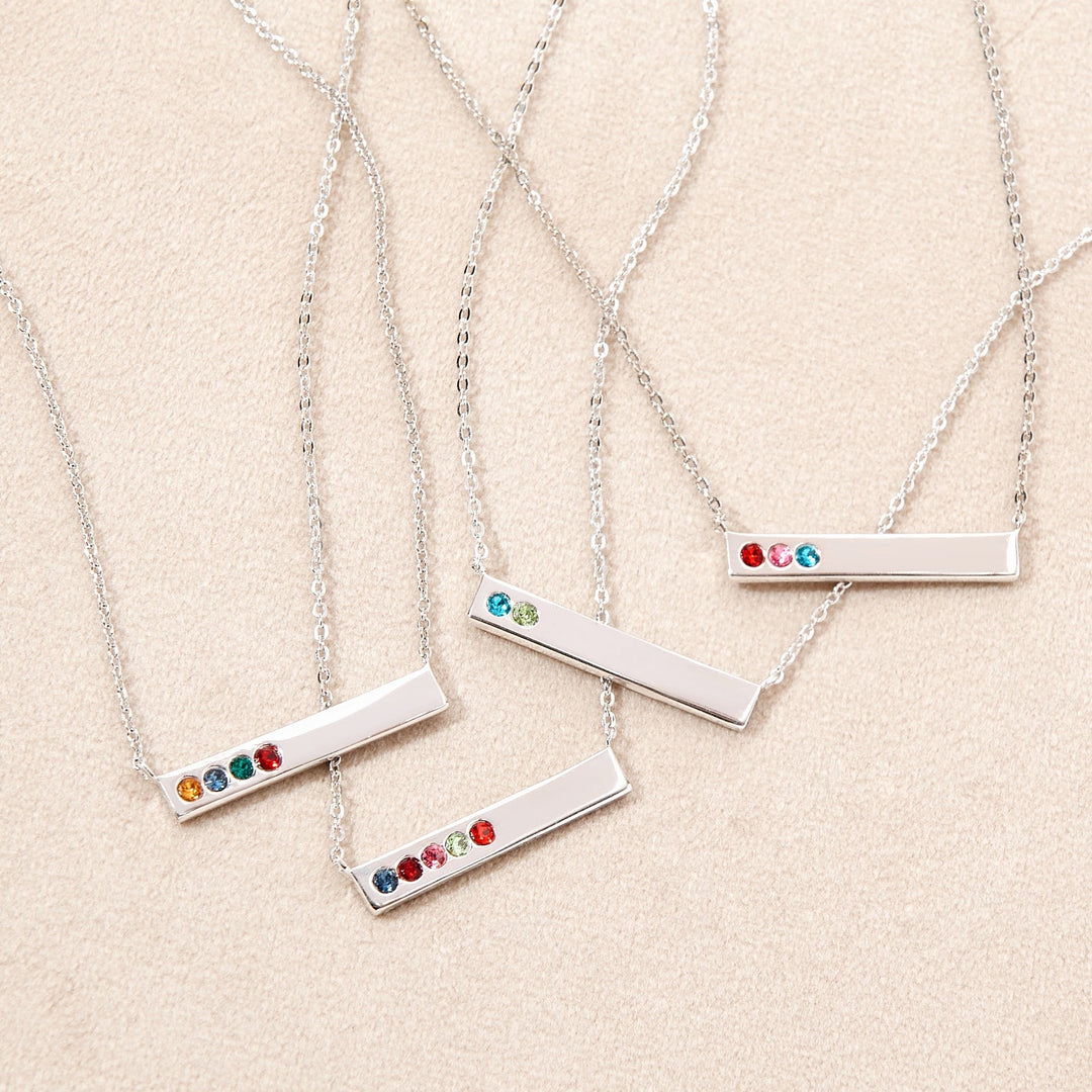 Custom Birthstone Name Bar Necklace