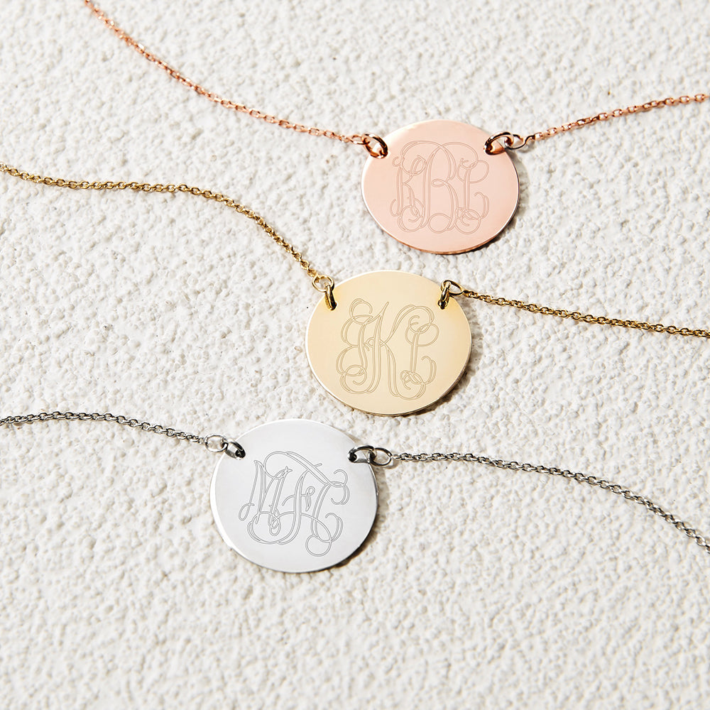 14K Gold Engravable Disc Necklace