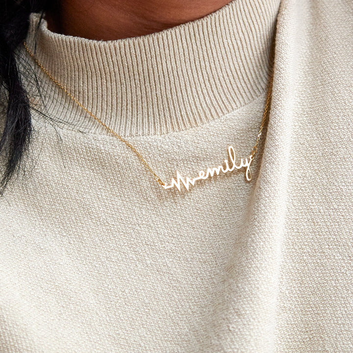 Heart Beat Gold Name Necklace