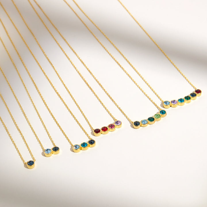 2 Stone Birthstone Bezel Set Gold Necklace