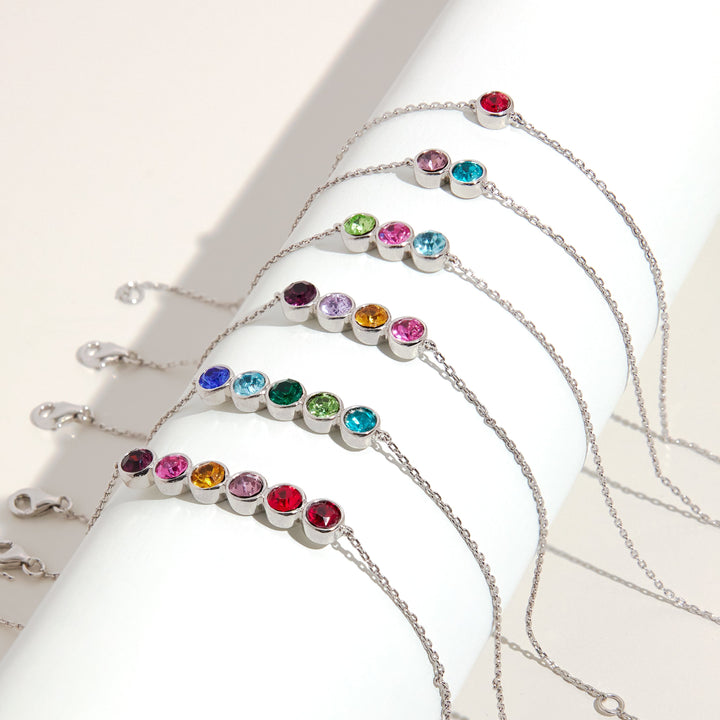 Custom Birthstone Bezel Set Bracelet