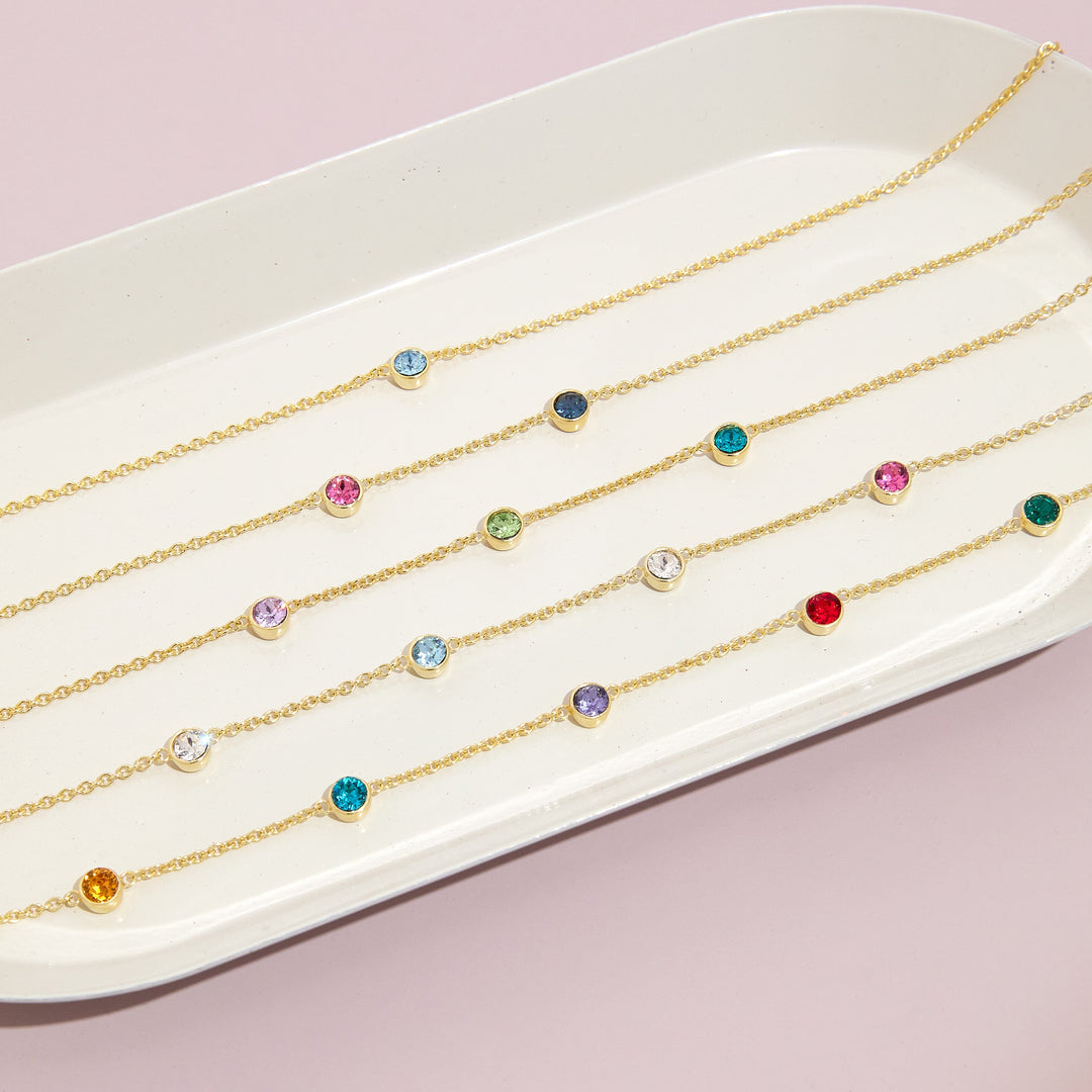 Floating Bezel Set Birthstone Necklace