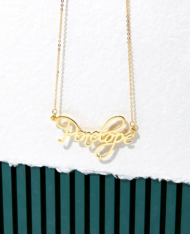 Fancy Script Gold Custom Name Necklace