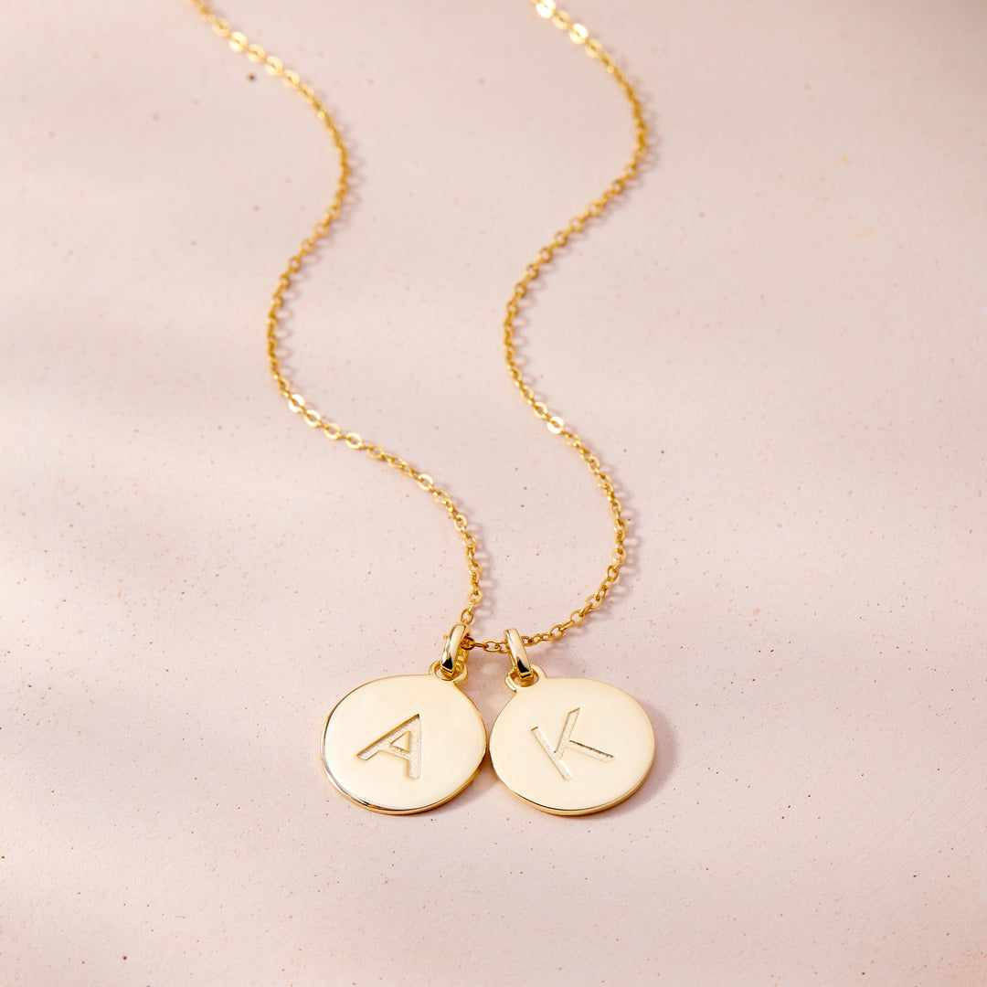 Two Initial Disc Necklace