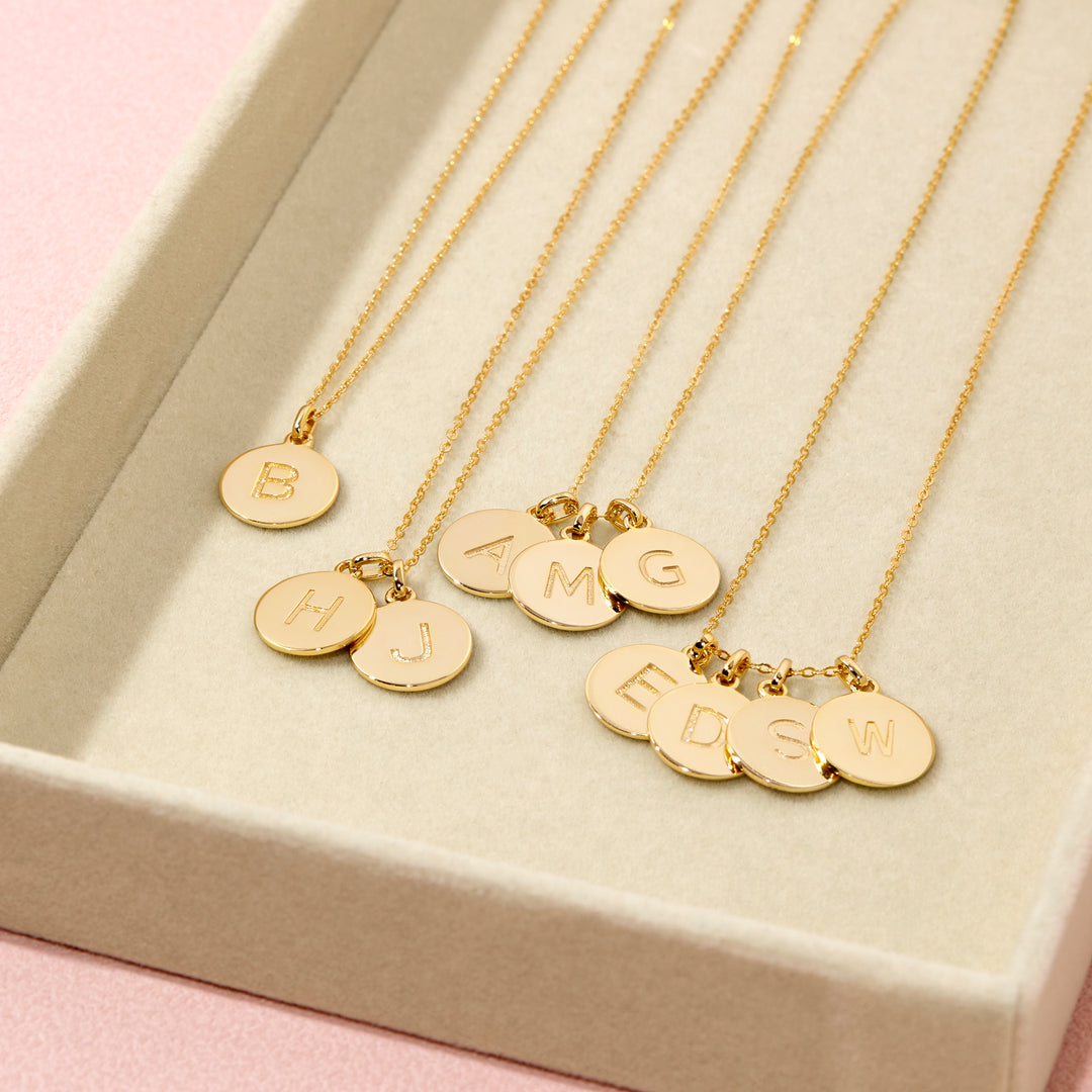 Initial Gold Disc Necklace