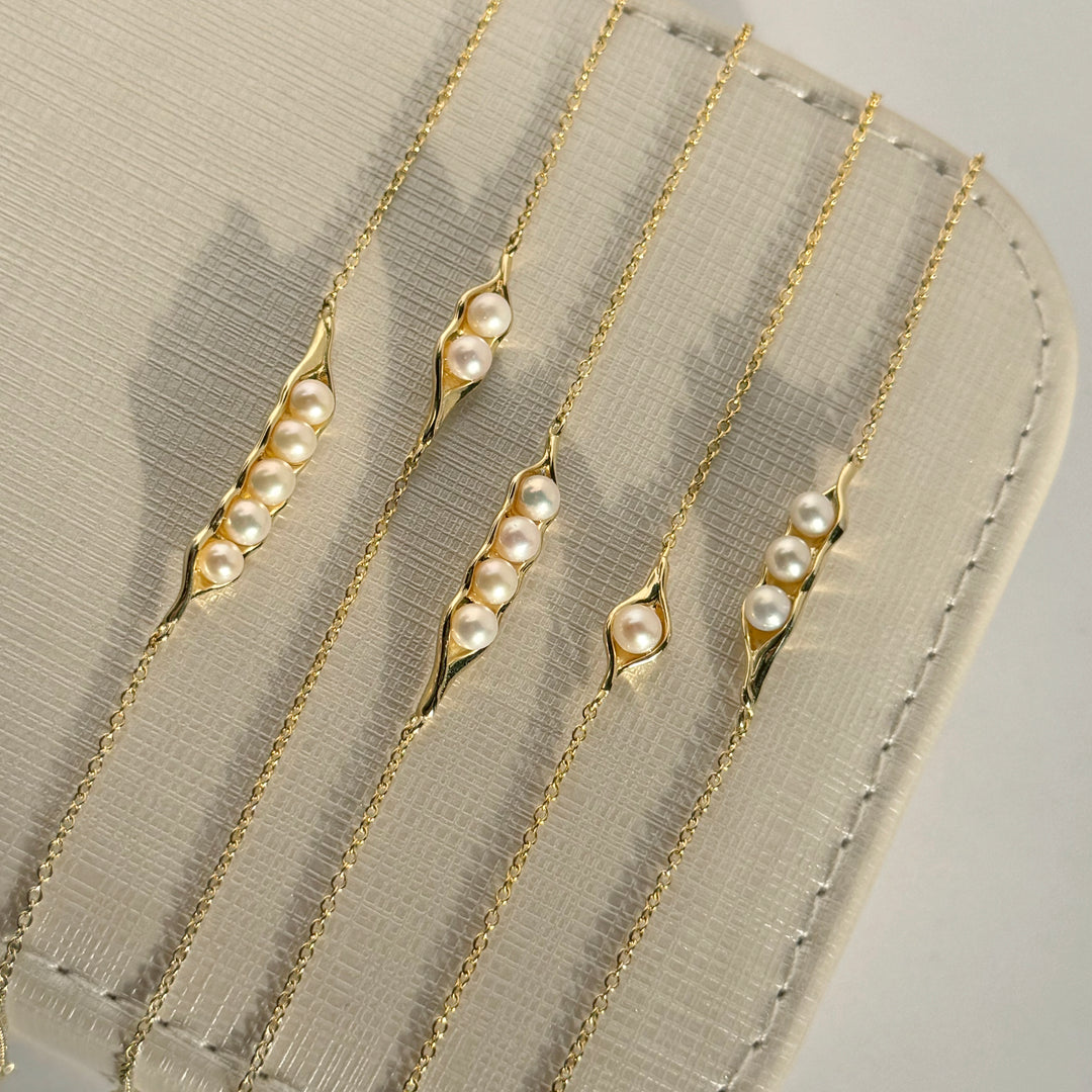 Gold Plated Two Peas in a Pod Pearl Bracelet