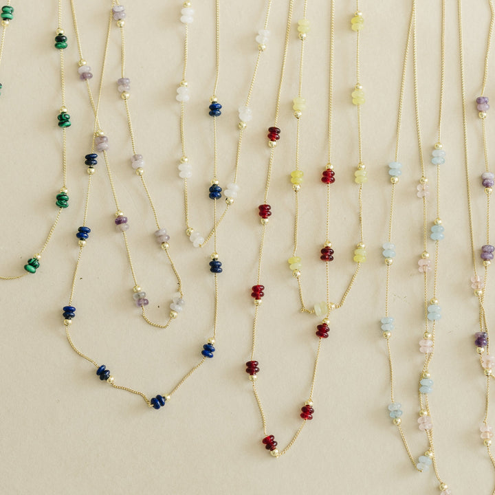 January Gold Beaded Birthstone Necklace