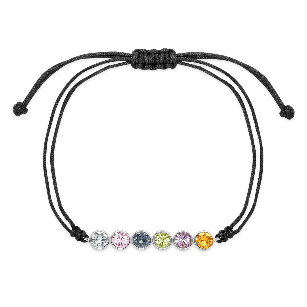 Custom Bezel Set Birthstone String Bolo Bracelet