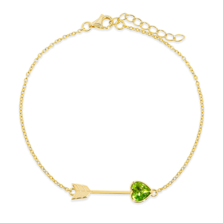 Custom Gold Heart Birthstone Arrow Bracelet