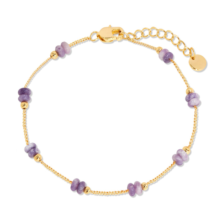 February Gold Beaded Birthstone Bracelet