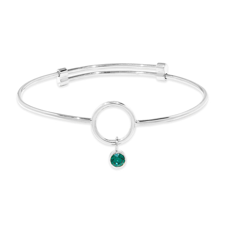 Custom Silver Birthstone Charm Bangle Bracelet