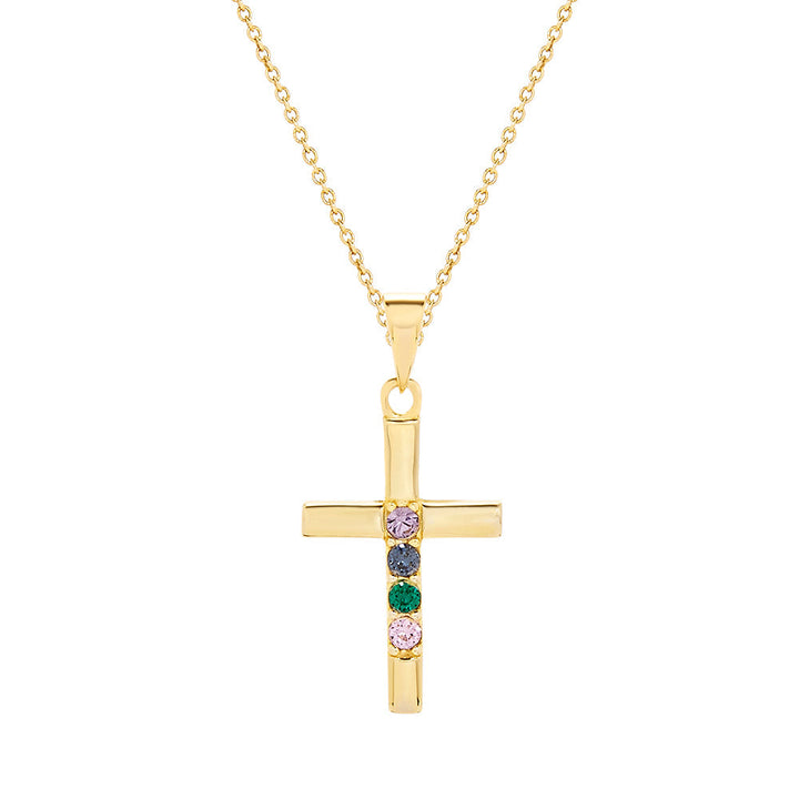 4 Stone Gold Cross Birthstone Pendant