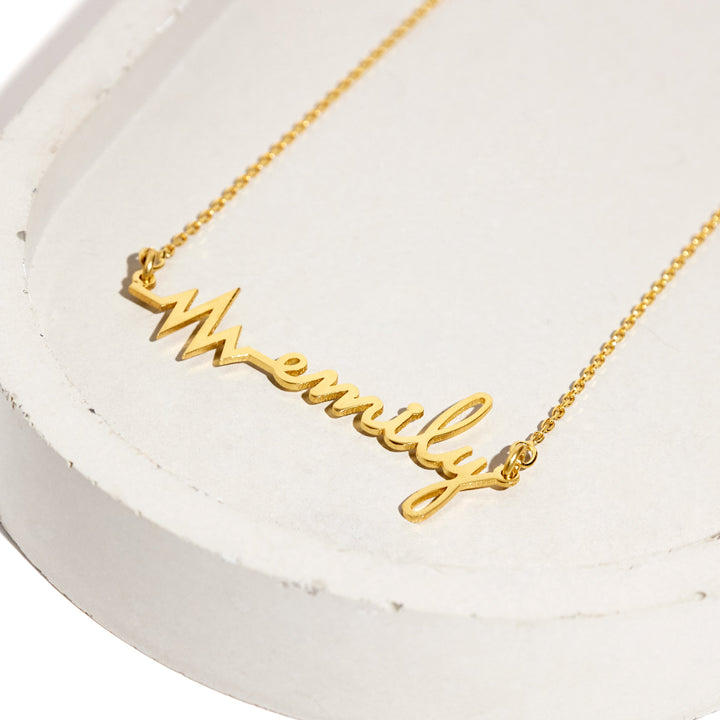 Heart Beat Gold Name Necklace