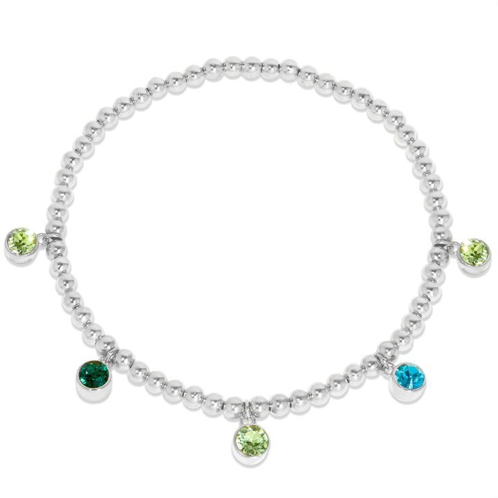 Five Bezel Birthstone Charm Bead Bracelet