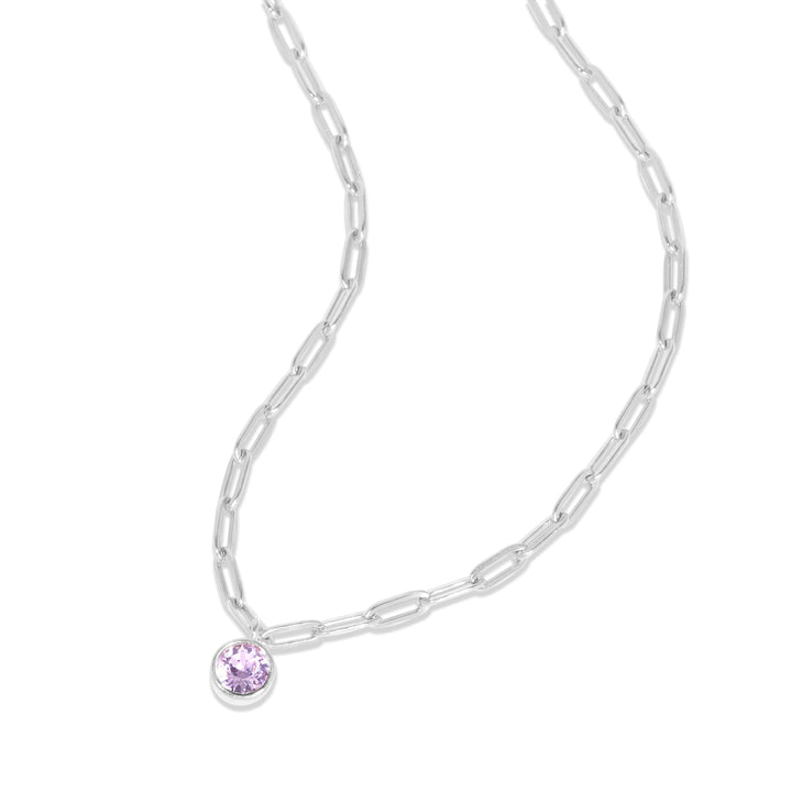 Custom Paperclip Chain Birthstone Charm Necklace