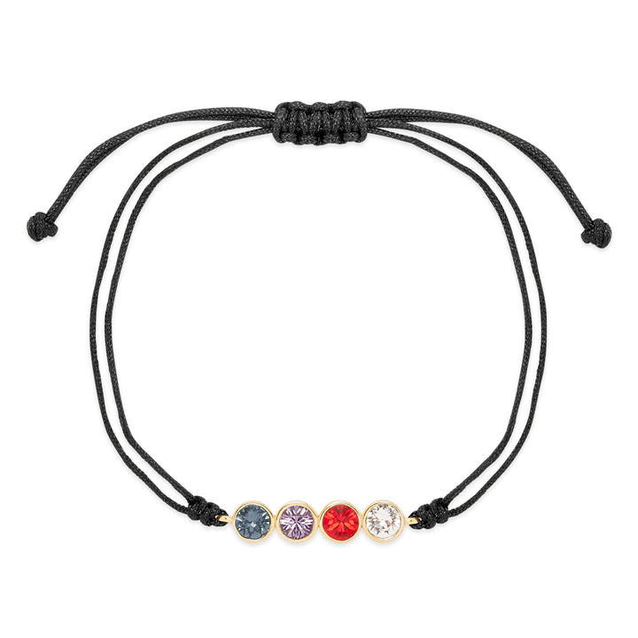 Custom Bezel Set Birthstone String Bolo Bracelet