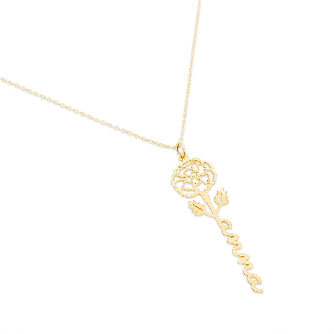 October Gold Birth Flower Name Necklace - Marigold