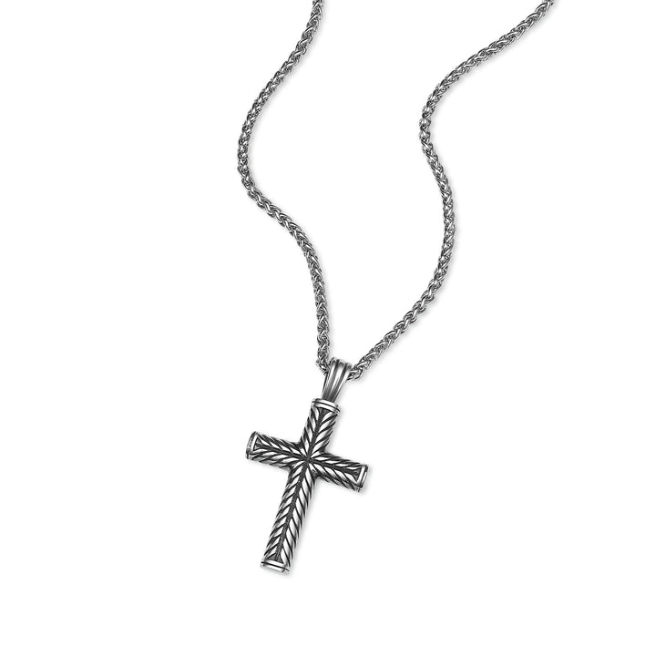 Chisel Stainless Steel Textured Cross Pendant