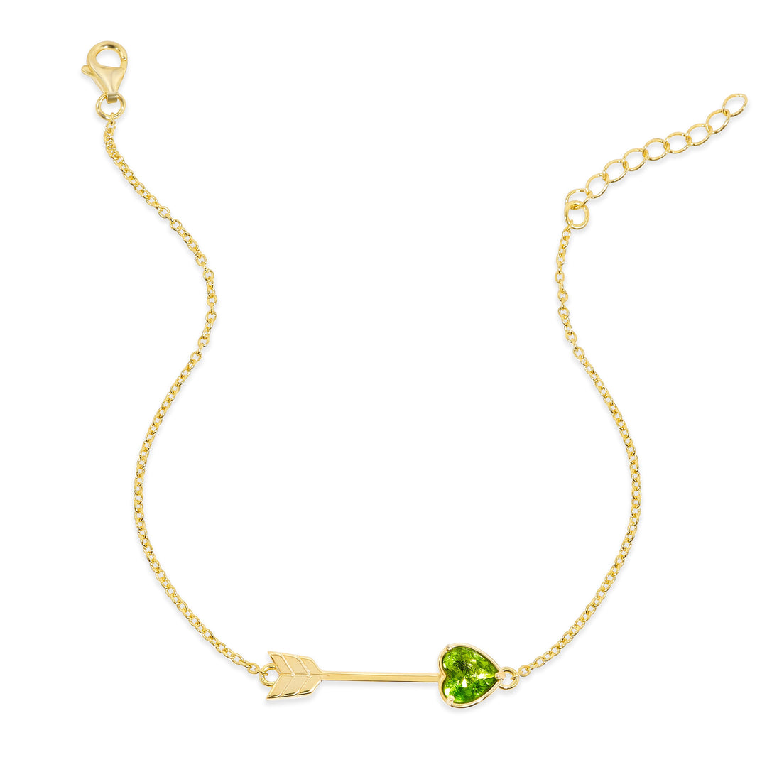 Custom Gold Heart Birthstone Arrow Bracelet