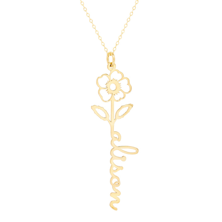 February Gold Birth Flower Name Necklace - Violet