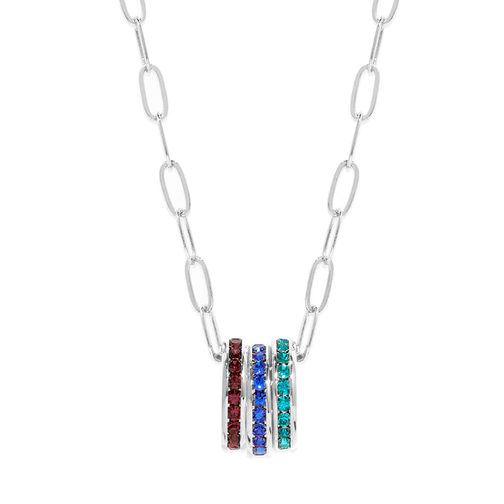 Custom Paperclip Chain Stackable Eternity Birthstone Charm Necklace