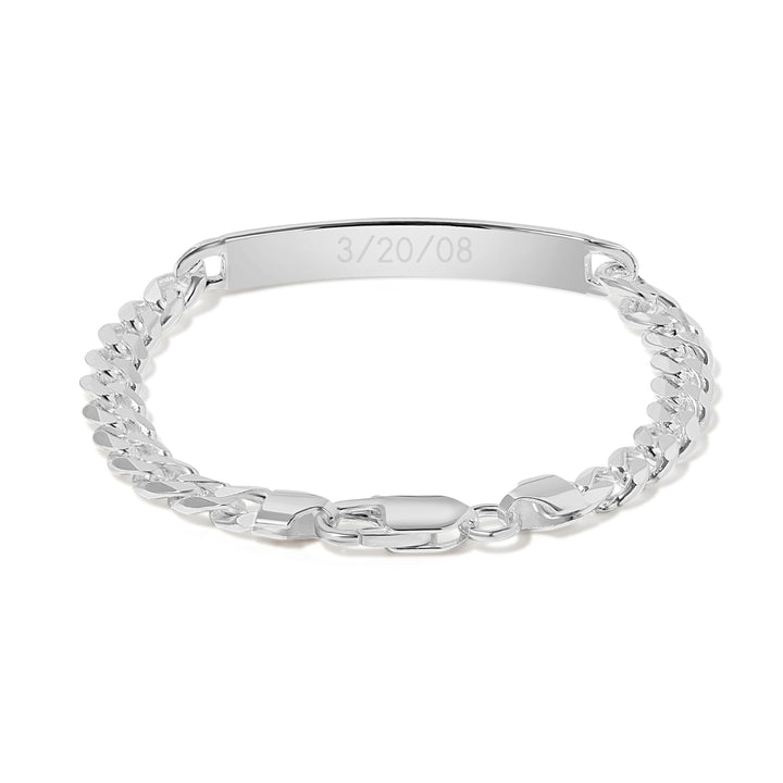 Sterling Silver Curb Linked Kids ID Bracelet