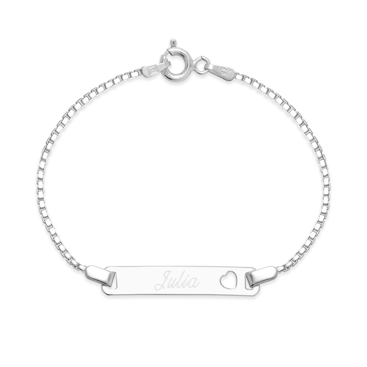 Sterling Silver Box Link Childrens ID Bracelet