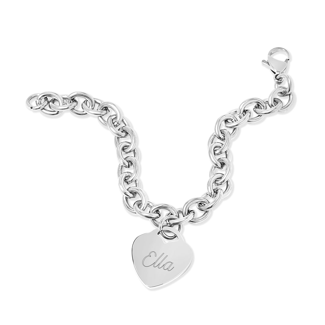 Stainless Steel Heart Tag Bracelet