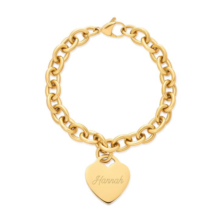 Stainless Steel Gold Heart Tag Bracelet