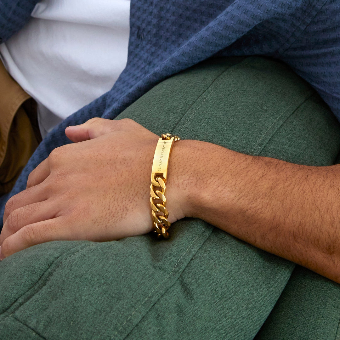 Men's Custom Coordinate Gold Curb Link Bracelet