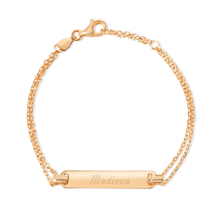 Engravable Rose Gold Baby Name Bar Bracelet