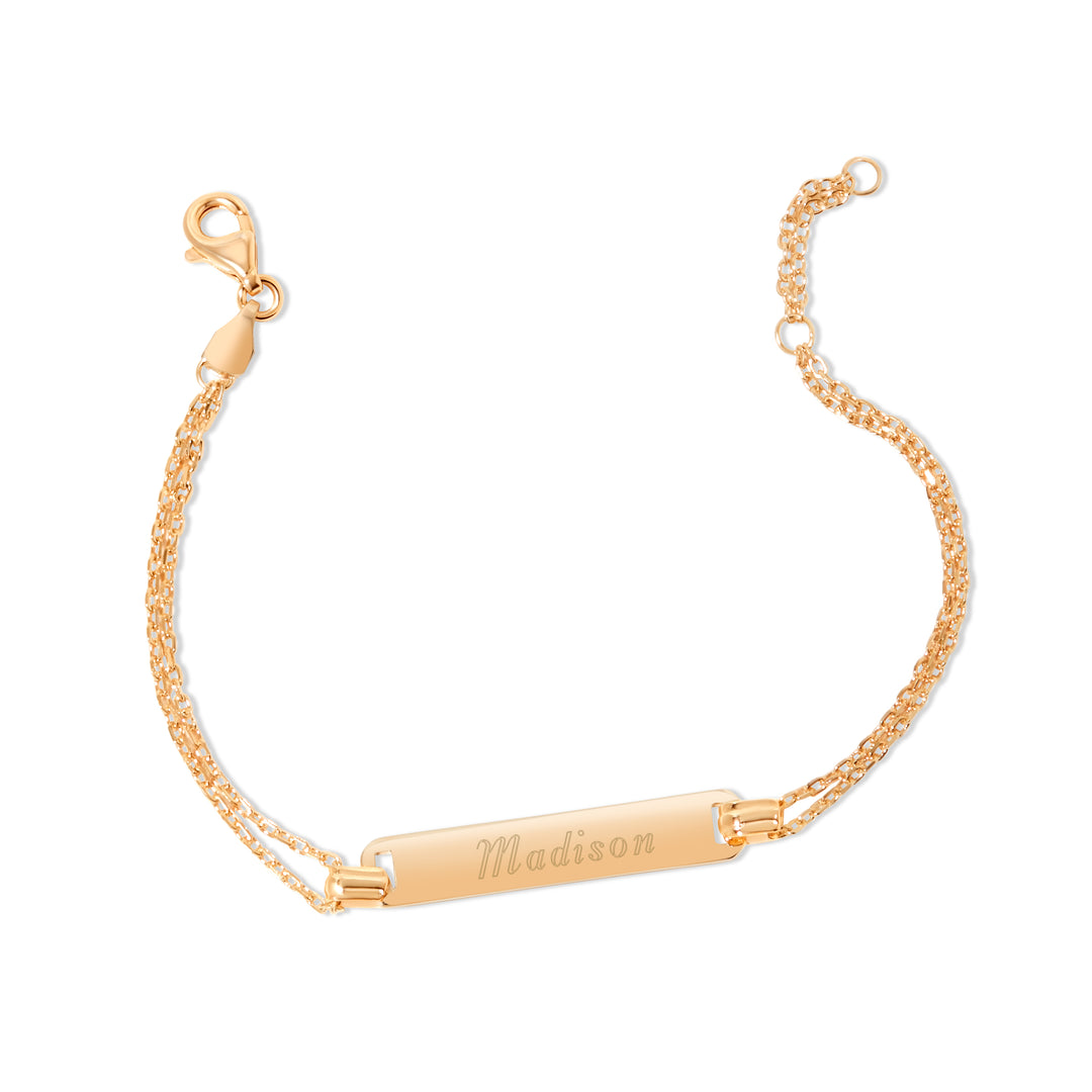 Engravable Rose Gold Baby Name Bar Bracelet