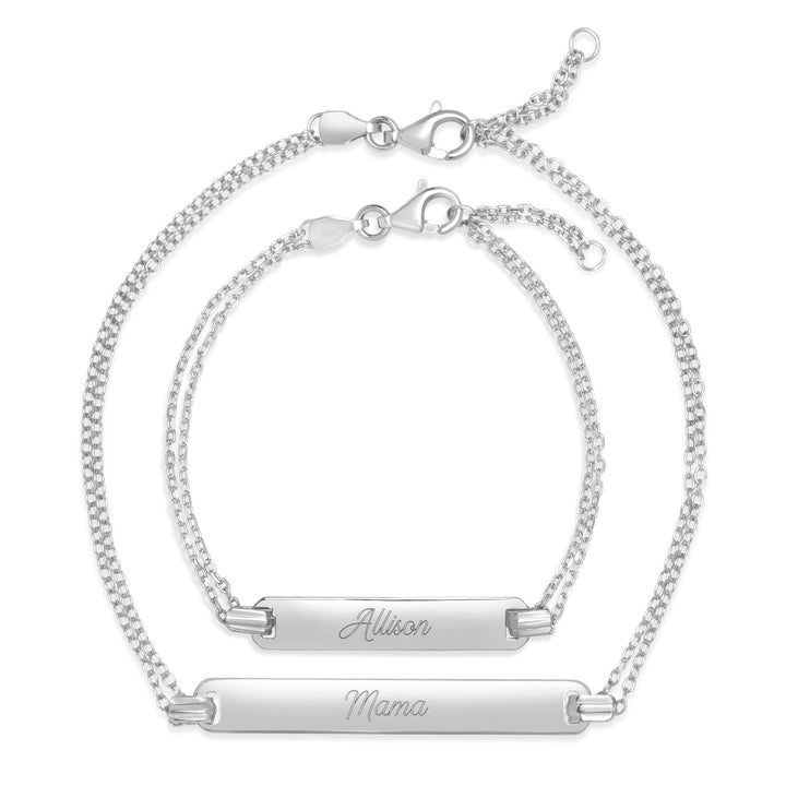 Mom &amp; Baby Engravable Name Bracelet Set