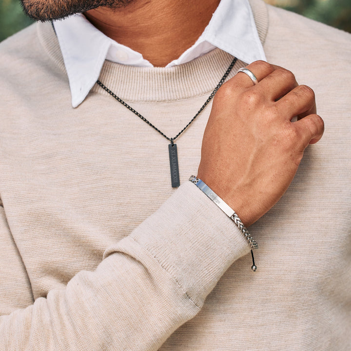 Men's Stainless Steel Bolo ID Bracelet