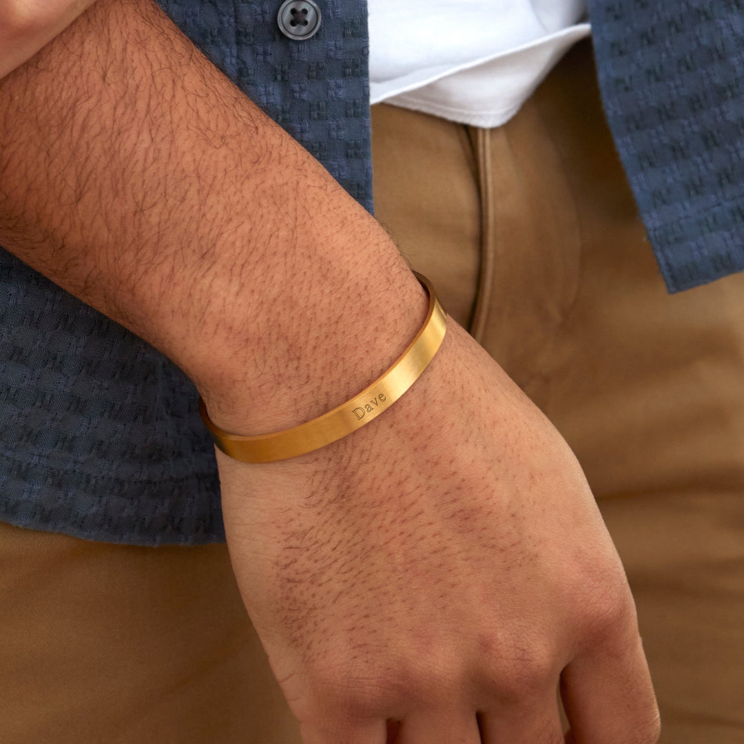 Men's Brushed Gold Plated Stainless Steel Cuff Bracelet