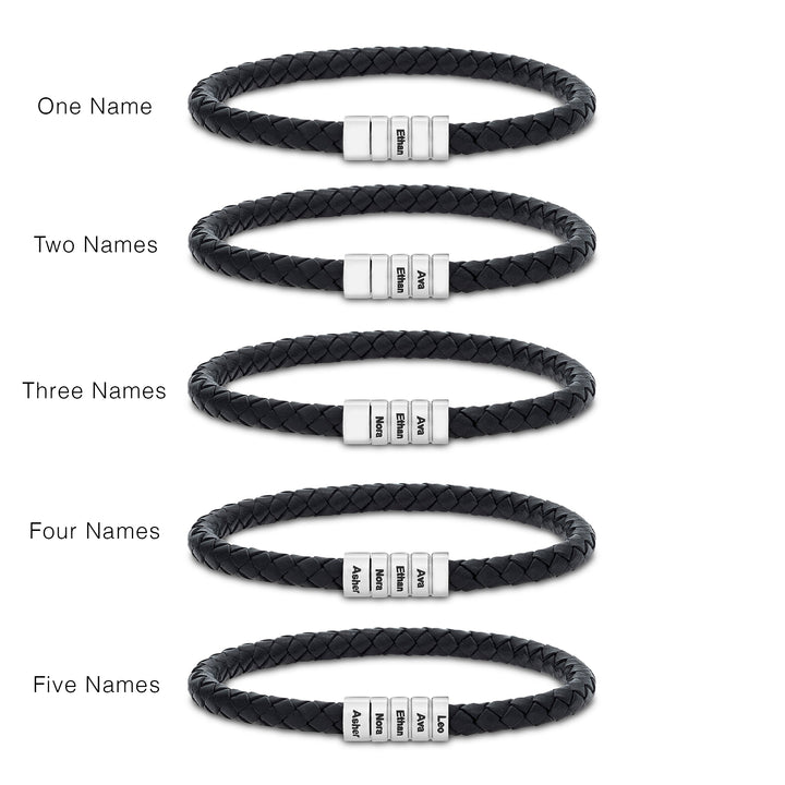 Men's Braided Leather Name Bracelet