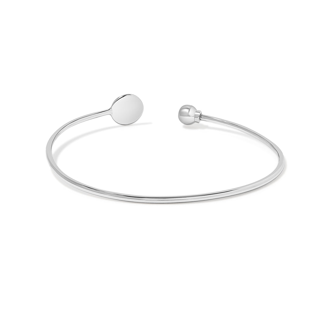 Engravable Birthstone Signet Sterling Silver Cuff Bracelet