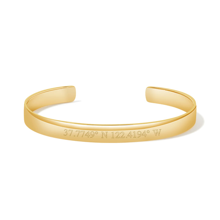 Custom Coordinate Gold Cuff Bracelet